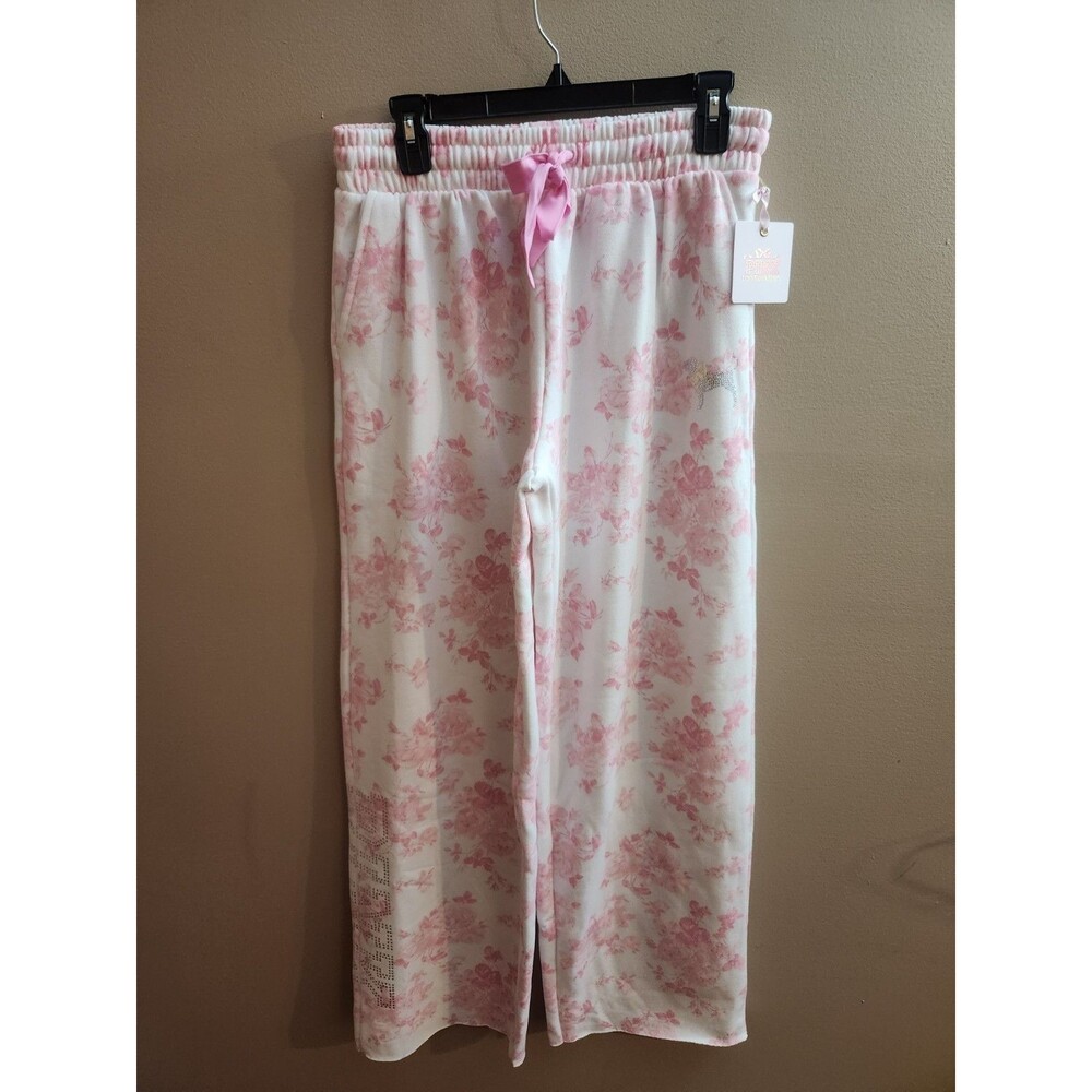 Pink x Loveshack Fancy Wide-Leg Sweatpants Floral Everblooming Size S Long NWT - Picture 2 of 11